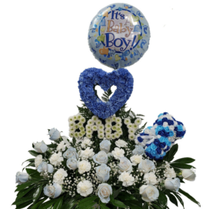 Personalized Baby Boy Flower Arrangement