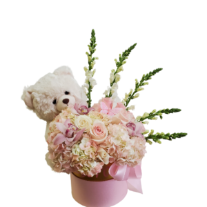 Baby Girl Flower Arrangement With Pink Roses