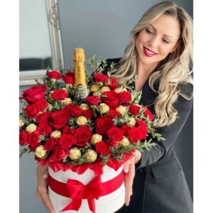 Beautiful Flower Arrangement Decorated With Red Roses