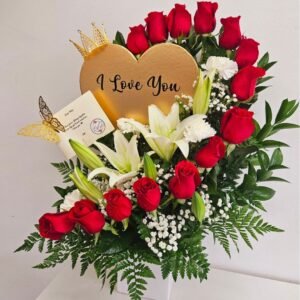 Personalized Flowers Arrangement Golden Heart