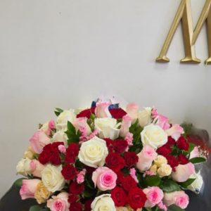 Sweetest Mom Flower Arrangement With Red, Pink