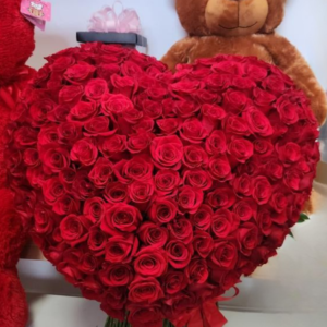 Luxurious 3D Red Rose Heart Bouquet