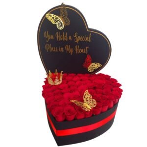 Personalized Extra Large Heart Box With Red Roses