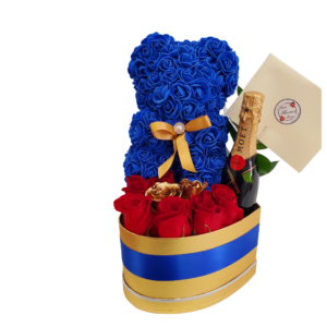 Golden Box With Red Roses, Mini MOET Champagne