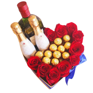 Luxury Box Roses Champagne Whiskey