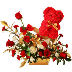 My Heart Is Yours With Preserved Roses Teddy Bear