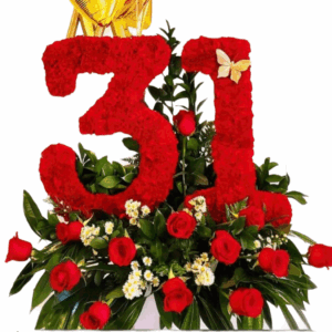 Red Flowers Number Custom Design Arrangement