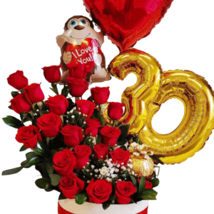 Personalized Flower Bouquet With Balloons