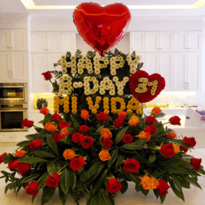 Customized Happy Birthday Flower Arrangement