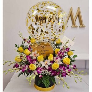 Beautiful Happy B-Day Flower Arrangement Designed