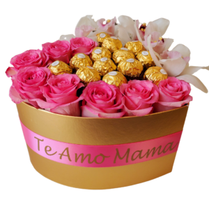 Personalized Heart Box With Pink Roses