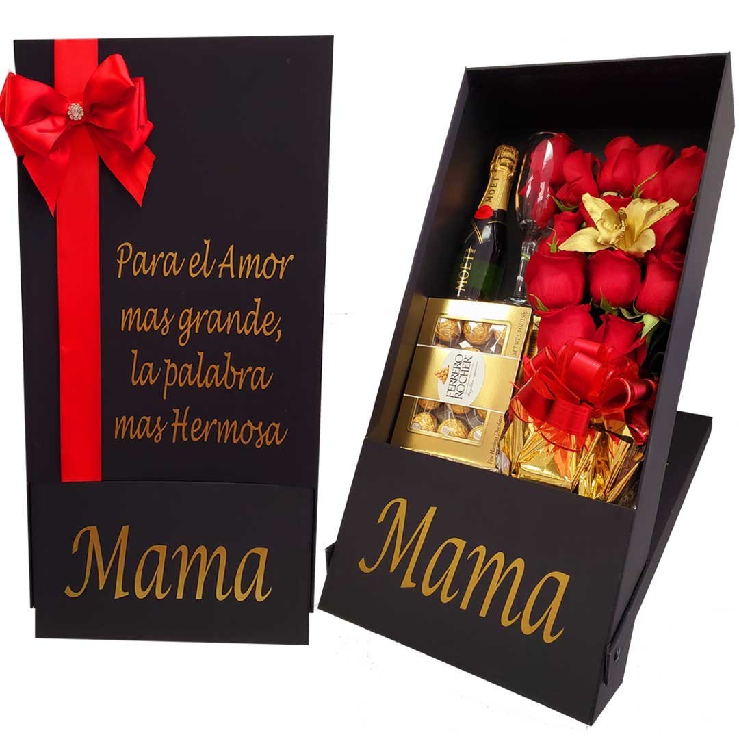 Luxurious Silk Personalized Flower Box - Red