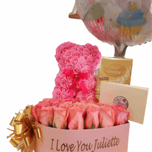 Personalized Flower Arrangement With Letters I LOVE YOU