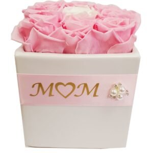 Personalized Flower Ceramic Base With Preserved Pink