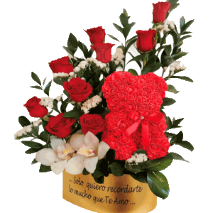 Red Roses & Orchids Flower Arrangement