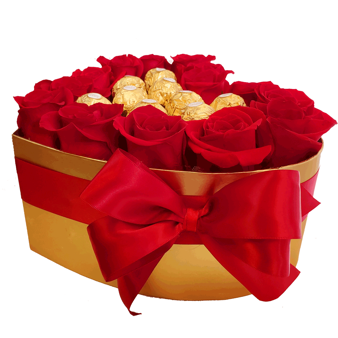 Mini - Red Roses Heart With Chocolates - Image 2