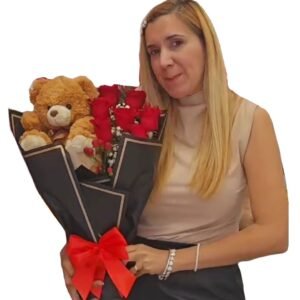 Red Rose Bouquet With Cute Teddy Bear