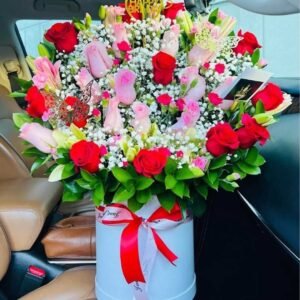Beautiful Flower Arrangement With Pink And Red Roses