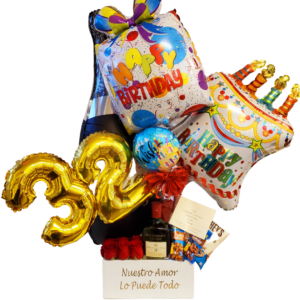 Personalized Balloon And Flower Arrangement