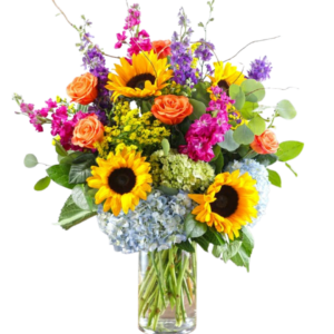 Beautiful Combination Of Roses And Sunflowers