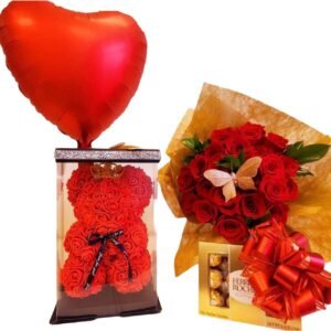 Love Combo Includes A Red Roses Bouquet, Bonbons