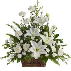 Basket Of Carnation And Lilies