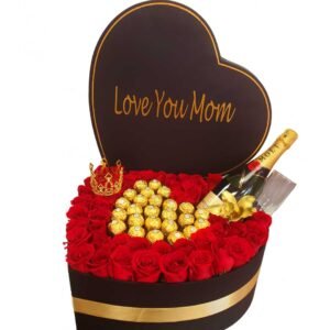 Extra Large Heart Box With Red Roses Ferrero