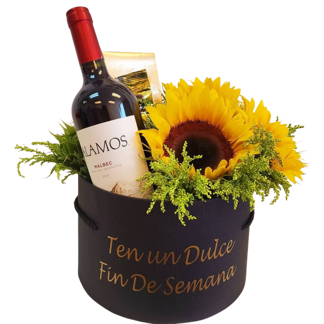 Beautiful Wine Box With Sunflowers