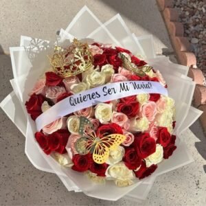 Personalized Colorful 100 Roses Bouquet